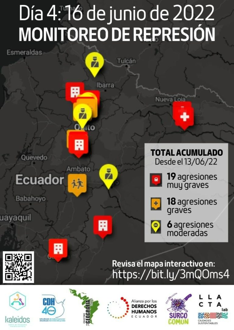 Reporte a los cuatro días de paro Mapeo de la represión del Estado